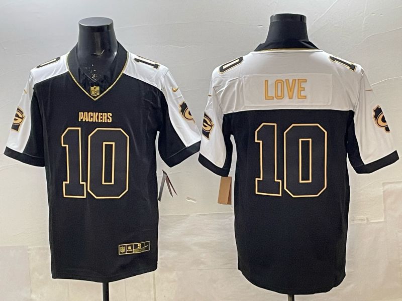 Men Green Bay Packers #10 Love Black gold 3th generation Nike 2025 Limited NFL Jersey style 01